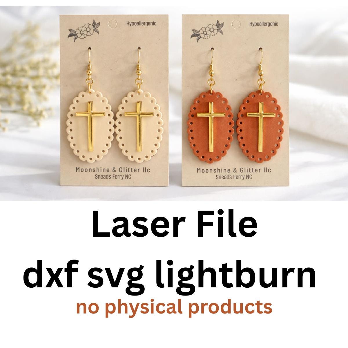 Cross Earrings Laser Cut File SVG DXF Lightburn| Scalloped Dangle ...