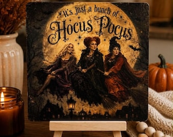 Sanderson Sister Wood Sign, Hocus Pocus Halloween Decor with Mini Easel
