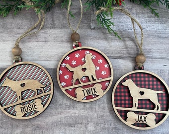 Dog breed layered wood ornament Christmas tree dog puppy customize personalized
