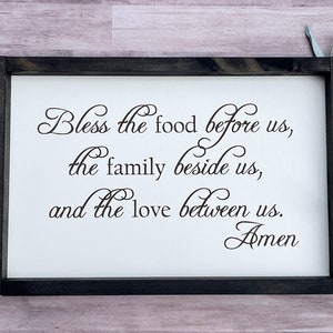 Bless the food before us Kitchen  laser engraved Farmhouse wood sign 12x18&quot; coffee stain Boho housewarming New home Newlyweds gift home