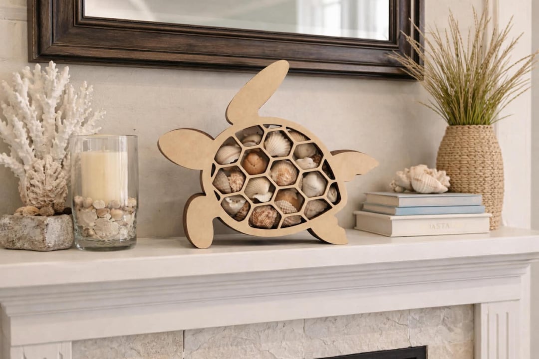 Box Turtle Shell Decorations Turtle Shadow Box | Coastal Home Décor, Shell & Sea Glass Display ...