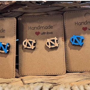 UNC Tar Heels Stud Earrings | Lightweight Wood  | Carolina Blue North Carolina