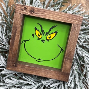 The Grinch mini wood sign tiered tray Christmas