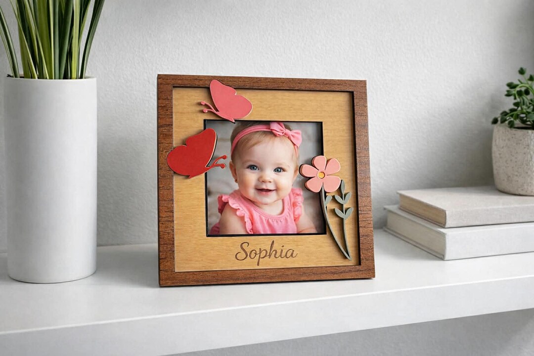 Personalized Butterfly Child Photo Frame | Custom Girl Nursery Decor ...