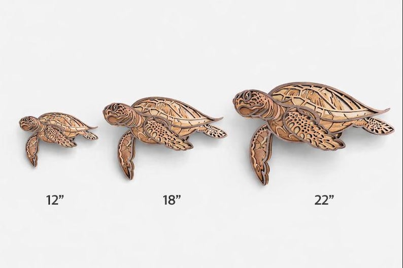 Marine Life Layered Wooden Sea Turtle Wall Art – Ocean Decor, Beach House, Handcrafted Seaside image 3