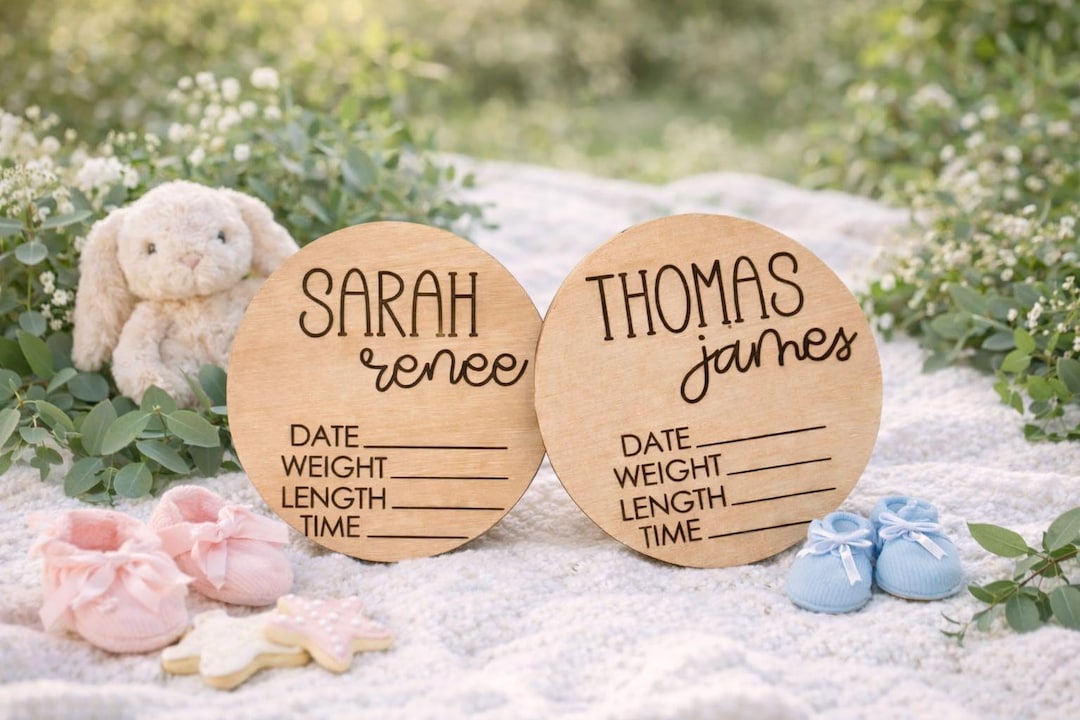 Baby Birth Announcement Sign With Stats, Personalized Newborn Name Sign ...