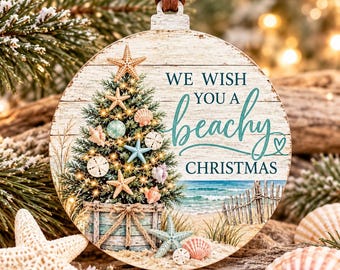 Beachy Christmas Ornament, Coastal Christmas Tree Ornament, Beach Christmas Decor, Starfish Seashell Ornament, Beach Lover Gift