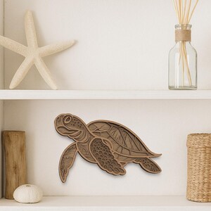 Marine Life Layered Wooden Sea Turtle Wall Art – Ocean Decor, Beach House, Handcrafted Seaside image 4