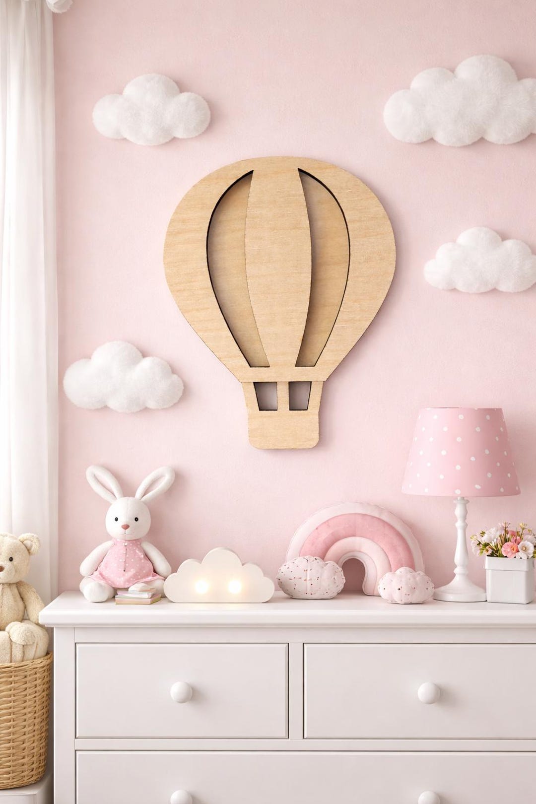 Wooden Nursery Hot Air Balloon Wall Art, Baby Room Decor, Sky Theme - Etsy