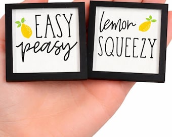 Juego de letreros para bandejas escalonadas / Letreros "Easy Peasy Lemon Squeezy" / Decoración de cocina / Estilo rústico de verano