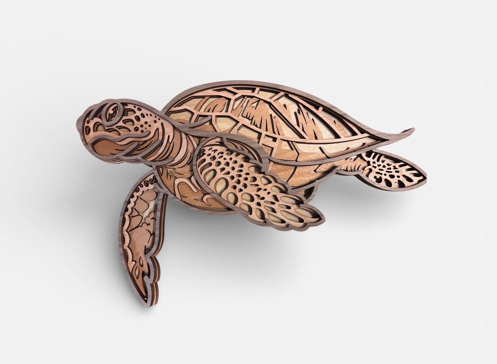 Marine Life Layered Wooden Sea Turtle Wall Art – Ocean Decor, Beach ...