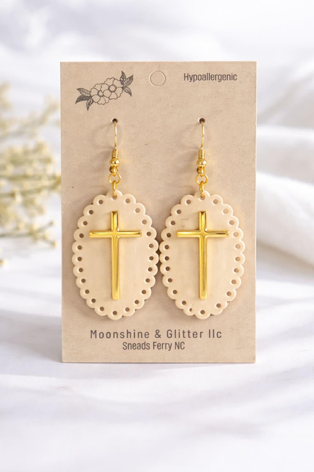 Cross Earrings Laser Cut File SVG DXF Lightburn| Scalloped Dangle ...