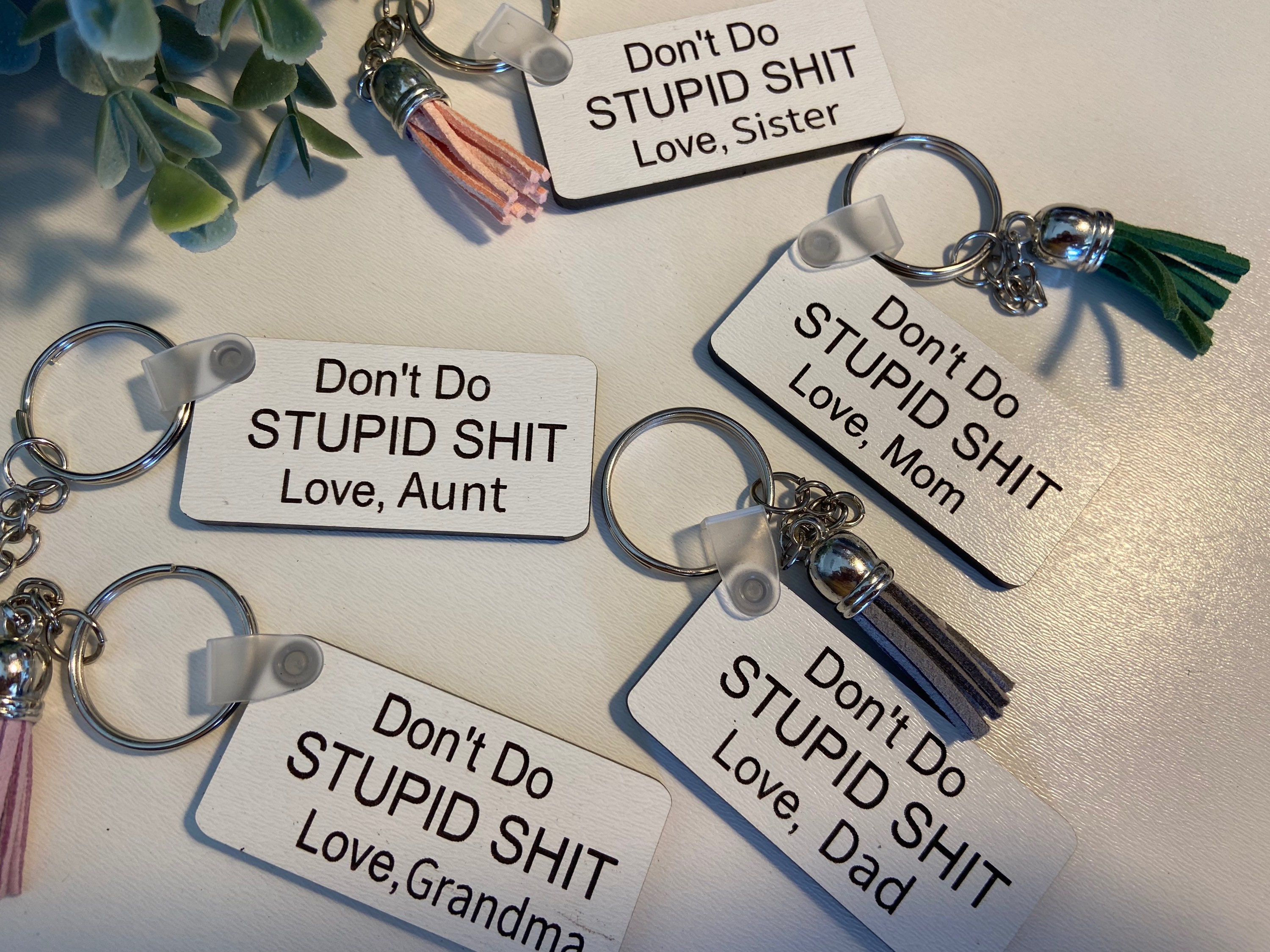 Dont Do Stupid Shit Love Mom Keychain / Don't Do Stupid Shit Love Dad  Keychain / Don't Do Stupid Shit / Wooden Keychain /funny Keychain -   Norway