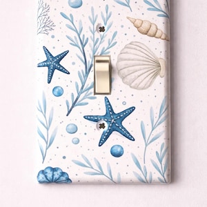 Beach House Ocean  Starfish Coral Switch Cover Outlet Nursery Decor Printed Nylon Unbreakable