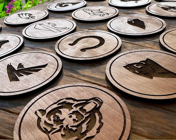 Custom Coasters Set of 4, Personalized Engraved Wooden