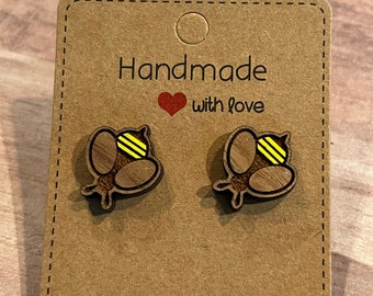 Boucles d'oreilles en bois abeilles cadeau pour elle