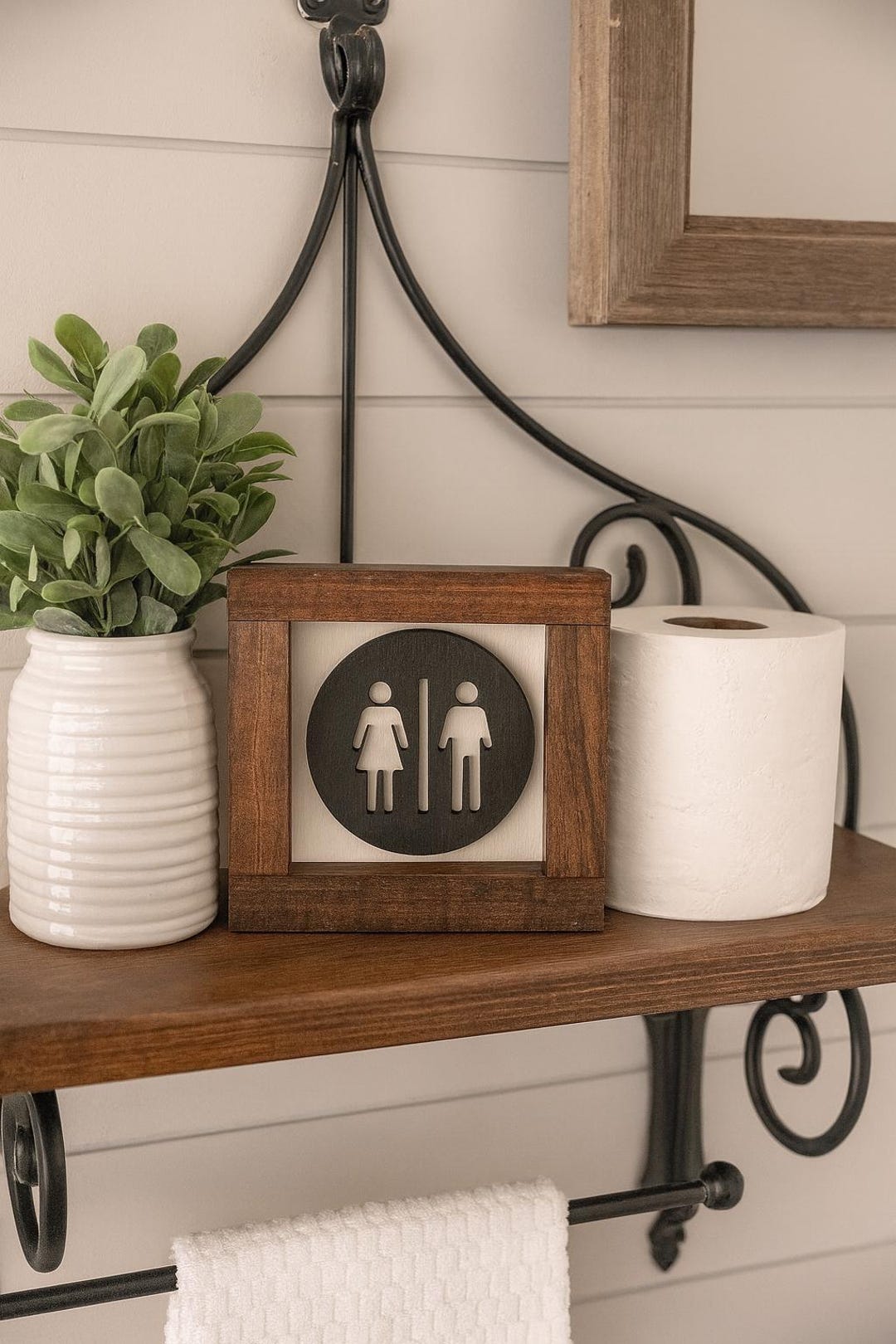 Farmhouse Restroom Sign: Rustic Wood Framed Unisex Decor - Etsy