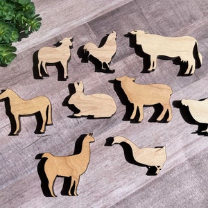 Farm Animal wood cutouts Farmhouse Cow Pig Chicken Rooster Horse Goose Lamb Sheep Donkey Llama pig