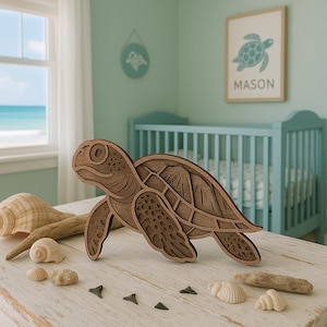 Marine Life Layered Wooden Sea Turtle Wall Art – Ocean Decor, Beach House, Handcrafted Seaside image 10