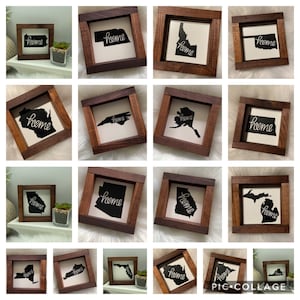 Miniature state home wood sign