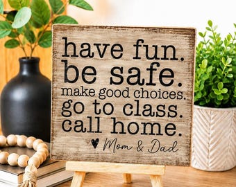 Funny Dorm Sign with College Advice, Wooden Quote for Desk Decor
