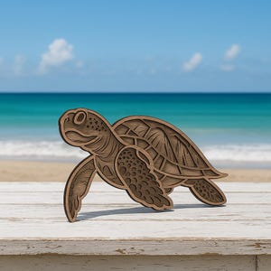 Marine Life Layered Wooden Sea Turtle Wall Art – Ocean Decor, Beach House, Handcrafted Seaside image 7