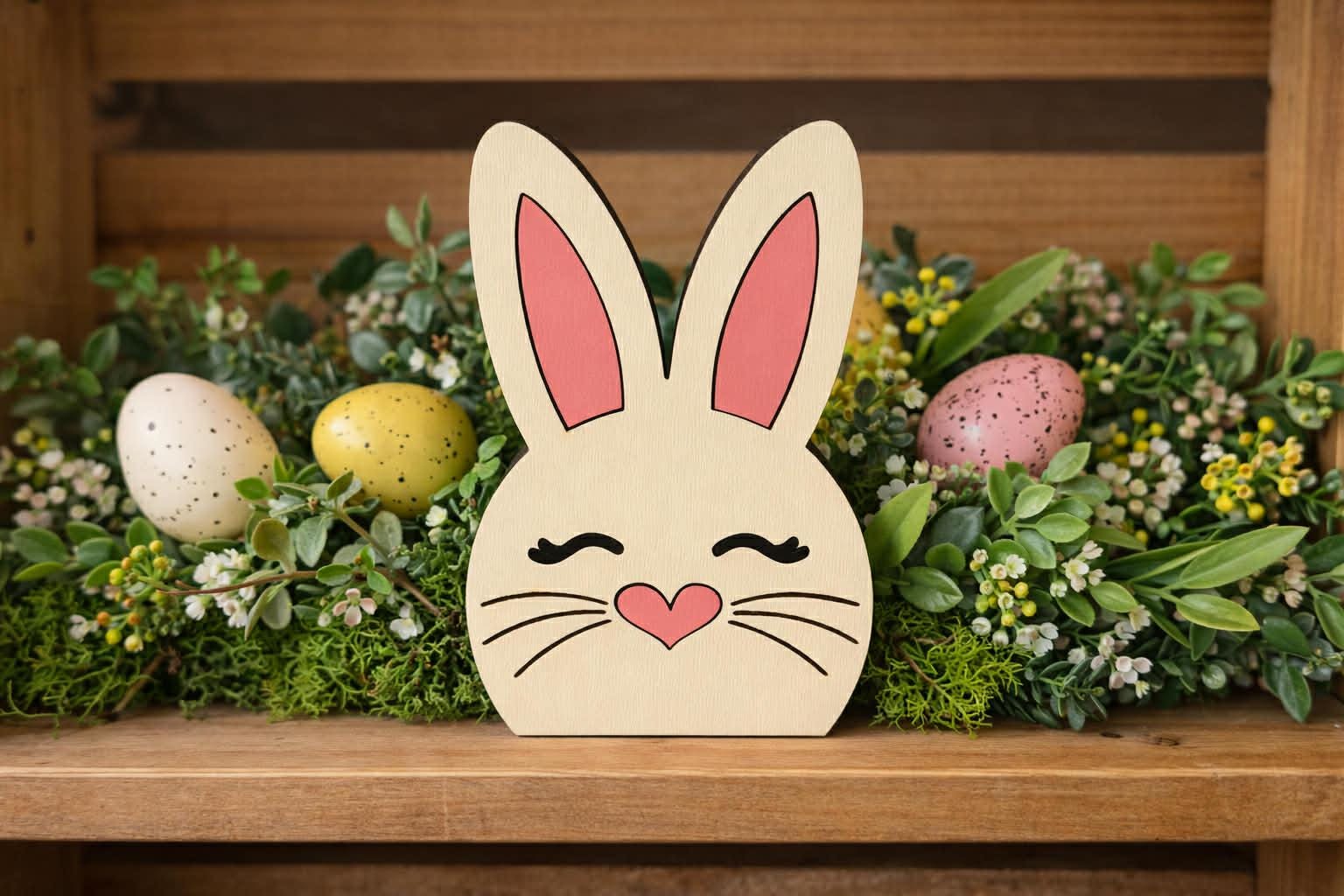 Easter Bunny Shelf Sitter Laser File, Lightburn SVG DXF, Spring Decor ...