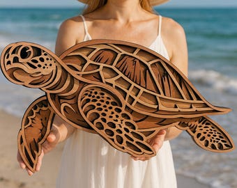 【♡ 】OMMO SHEER LAYERED TURTLE KT Sea Turtle - Wood Multi-layered Design, 3D Layered Art, Wall and