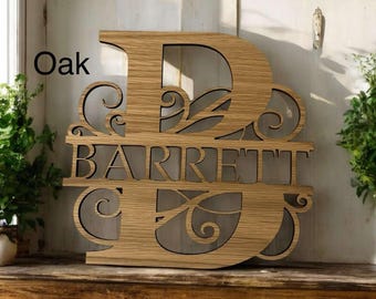 Personalized Family Name Sign | Wooden Monogram Door Hanger | Rustic Housewarming | Custom Wall Decor