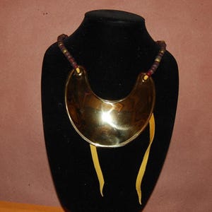 Gorget, bright brass, red Padre and antique brass trade beads