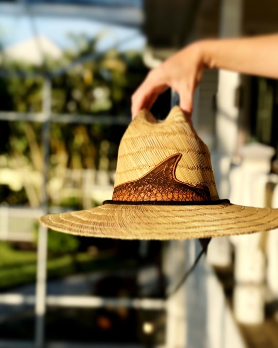 Beach Straw Hat Tarpon Fishing Leather Patch Hat, Mens Sun Hat