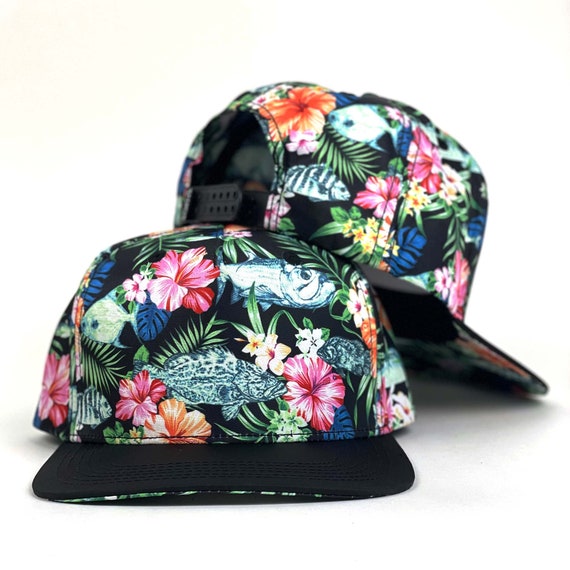 Fishing Trucker Hat Retro Fishy Floral 