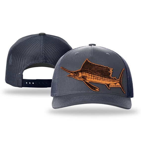 Buy Sailfish Offshore Fishing Trucker Hat A Mokie Burns Genuine Leather  Patch Hat, Unique Pelagic Fishing Gift for Man, Fathers Day Gift Cap Online  in India 