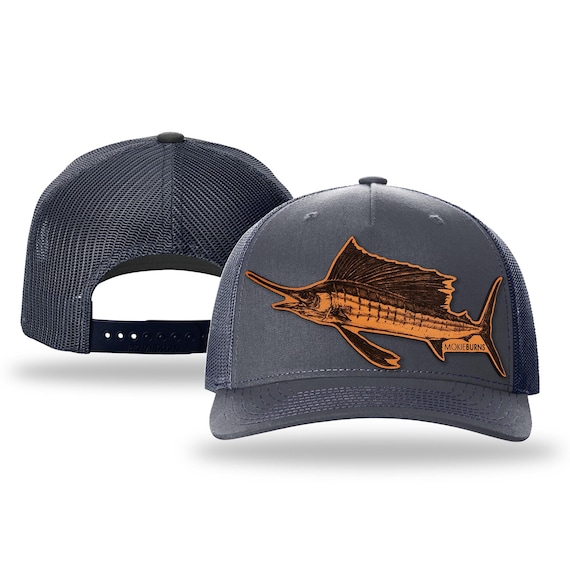 Buy Sailfish Offshore Fishing Trucker Hat A Mokie Burns Genuine Leather  Patch Hat, Unique Pelagic Fishing Gift for Man, Fathers Day Gift Cap Online  in India 