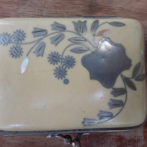 Bolso, cartera, bolso de cuero, vintage francés, marfil, art déco, cartera de cuero, bolso de cuero, bolso retro Frech vintage 1900'