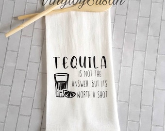Housewarming Gift Designer Tea Towel Tequila Lovers Gift Tea Towel 'Drink More Tequila' slogan