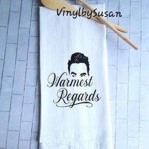 Warmest Regards Flour Sack Tea Towel, Funny Saying Flour Sack Tea Towel, Themed Kitchen Towel