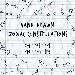 Hand getekende vector Zodiac sterrenbeeld Star Signs | SVG, PDF, EPS, DXF, PNG, jpg | Vector Clipart doodles set