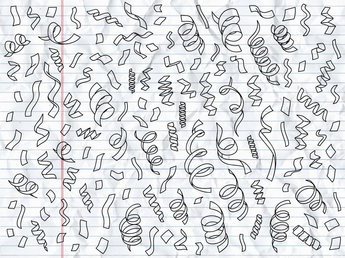 129 Hand Drawn Vector Confetti Clipart Doodle Bundle • Svg Pdf Png 