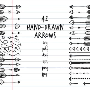 Hand-drawn arrows | svg, pdf, eps, dxf, png, jpg | vector clipart doodles set