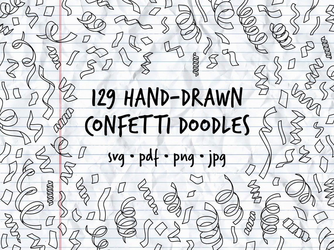 129 Hand Drawn Vector Confetti Clipart Doodle Bundle • Svg Pdf Png 