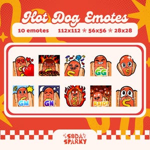 Hot Dog Emotes [10 Pack] || Discord Twitch Youtube Streamer