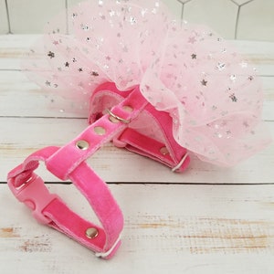 Ferret pink harness with tulle skirt. Comfortable tutu skirt for ferret.