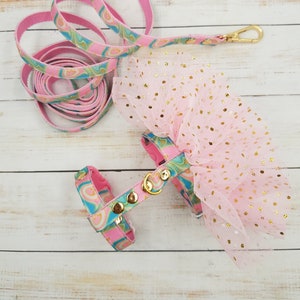 Ensemble harnais pour furet avec jupe et laisse. Jolie robe furet. Harnais tutu pastel pour furet.