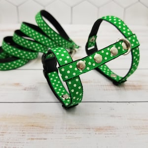 Ferret harness and leash set. Polka dots green harness for ferret.
