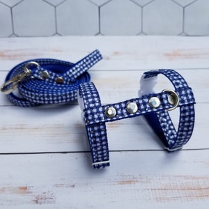 Ferret harness and leash set. Stylish checkered harness for ferret. Glitter dots.