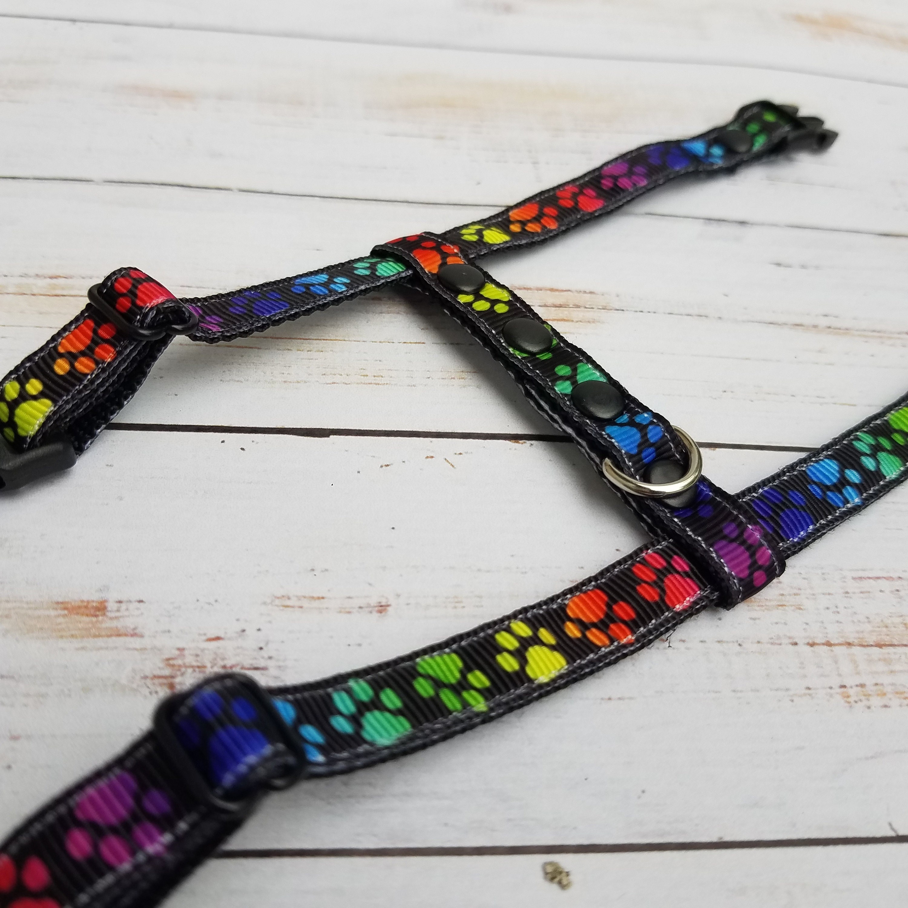 Ferret harness and leash set. Black with paws. Etsy