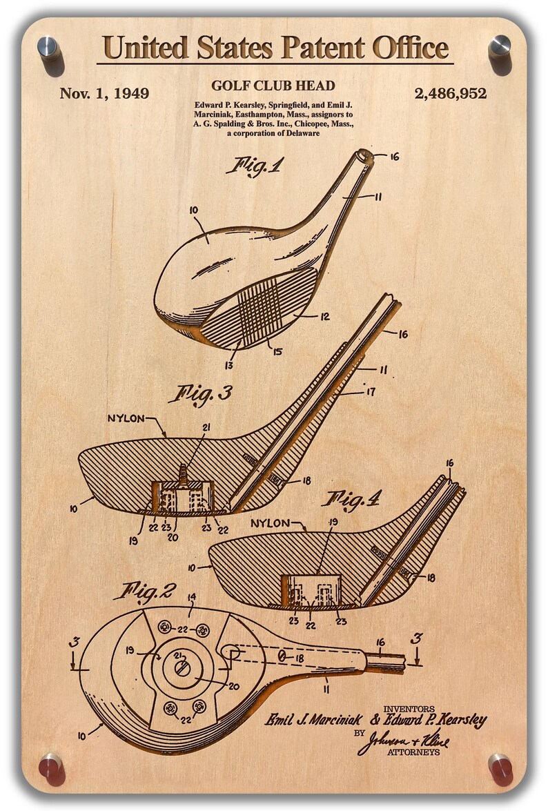 1949 Golf Club Head Laserengraved Patent Display Etsy