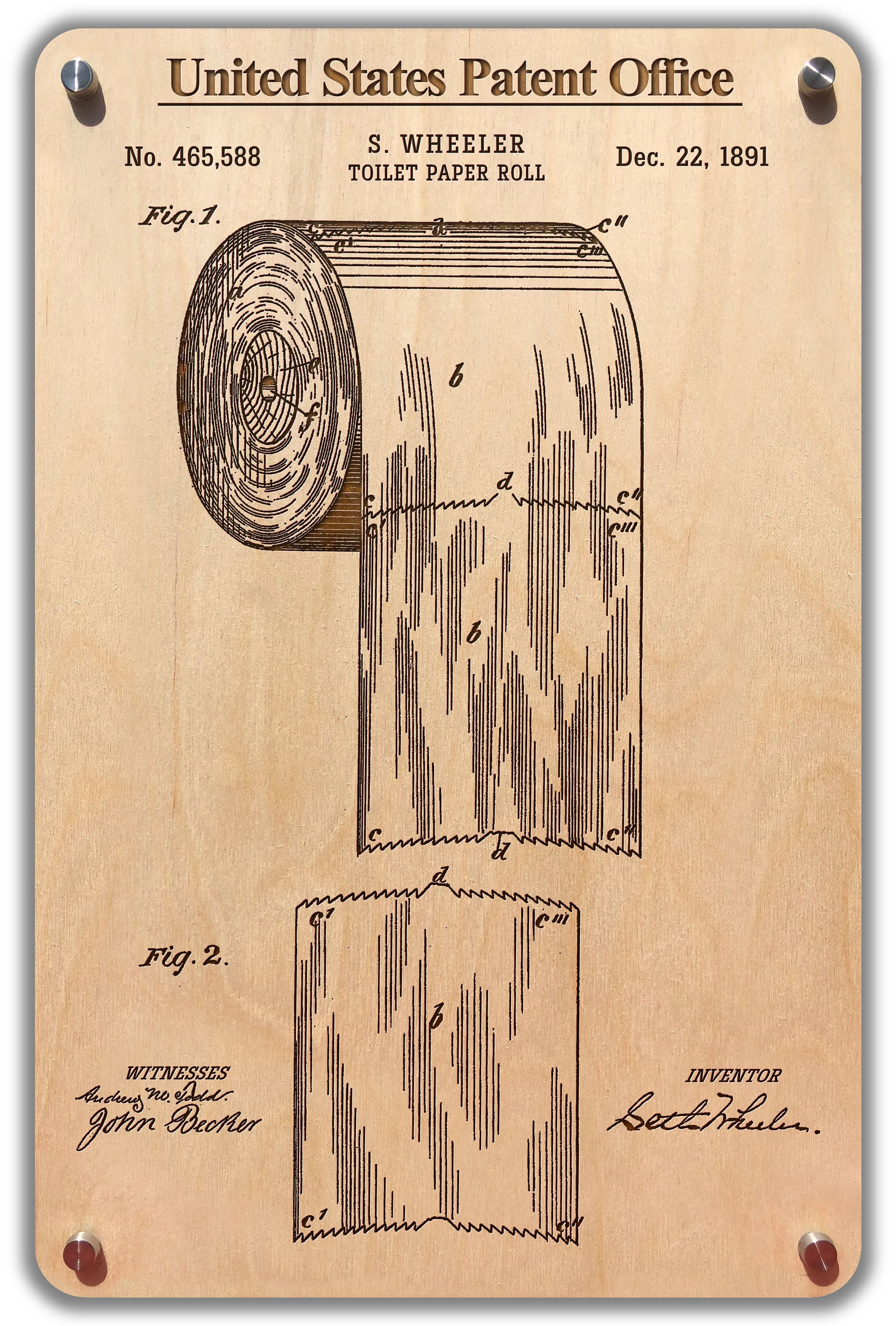 1892 Toilet Paper Roll Laserengraved Patent Display Etsy