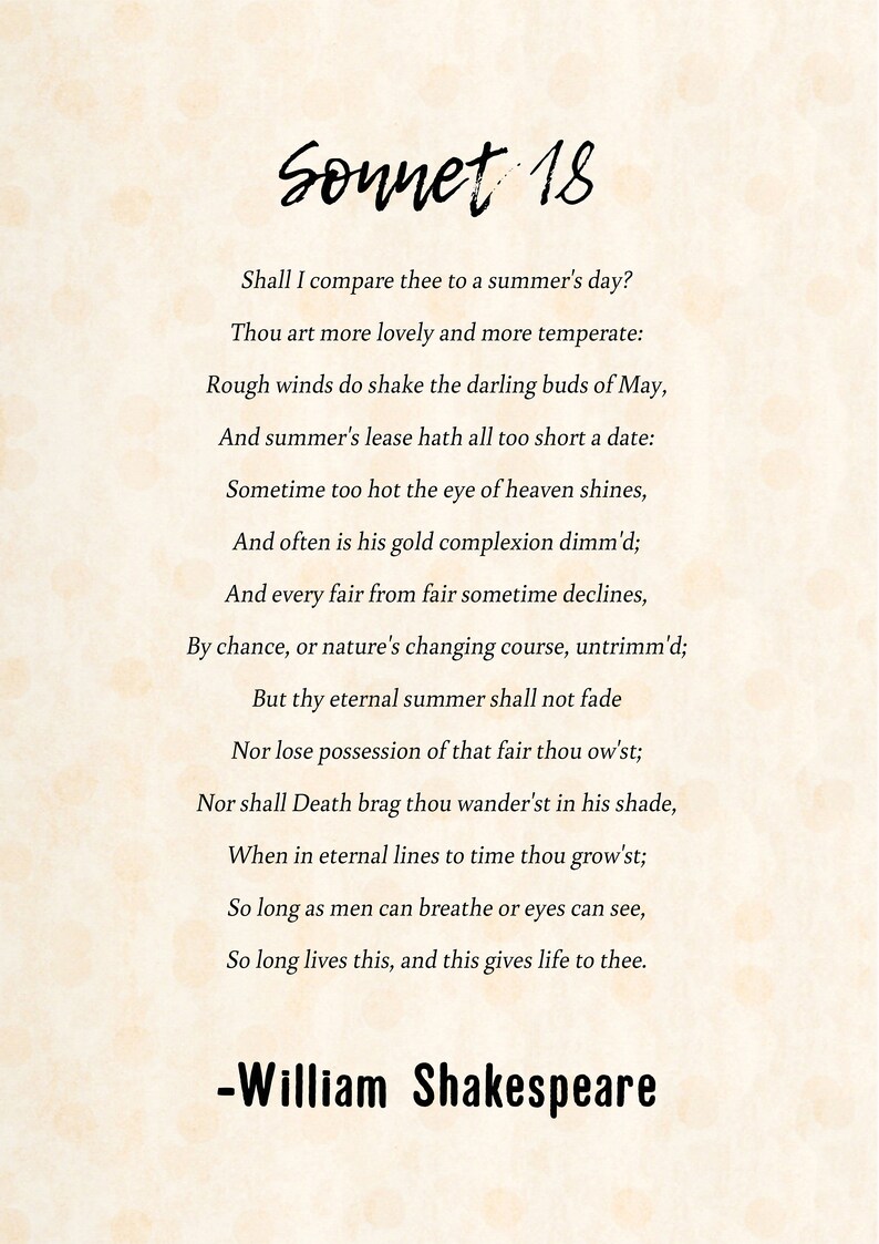 Sonnet 18 Printable Printable Word Searches